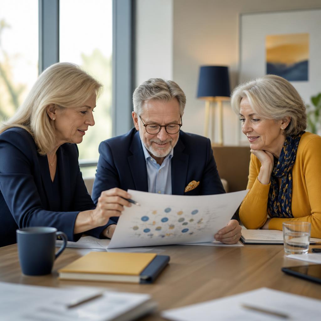 Senior operators collaborating around a market map